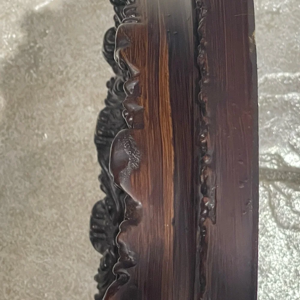 Ornate Victorian Oval Wall Mirror or Picture Frame in Dark Brown